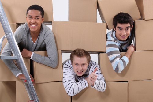 Example of a flat move in Millhill with boxes and furniture prepared for transport