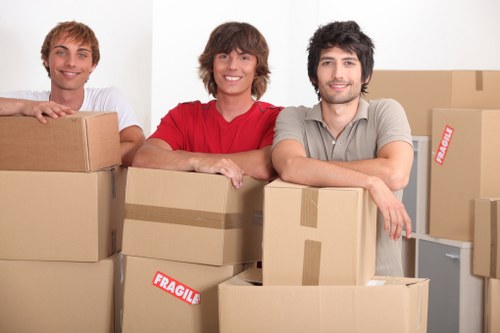 Packed moving boxes and protective materials for Millhill removals