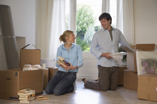 Office furniture and equipment prepared for a commercial move in Mill Hill