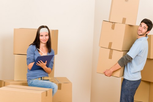 Boxes and furniture prepared for house removals in Millhill